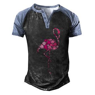 Pink Polka Dot Flamingo International Dot Day Men's Henley Shirt Raglan Sleeve 3D Print T-shirt - Thegiftio UK