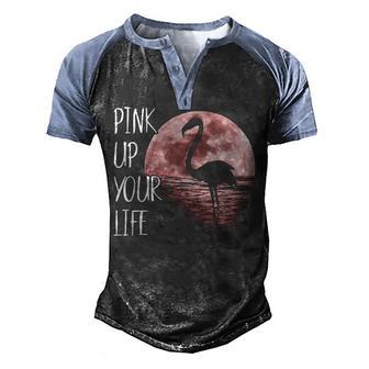 Pink Up Your Life Flamingo Men's Henley Shirt Raglan Sleeve 3D Print T-shirt - Thegiftio UK