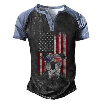 Pitbull American Flag 4Th Of July Gift 4 Men's Henley Shirt Raglan Sleeve 3D Print T-shirt - Thegiftio UK