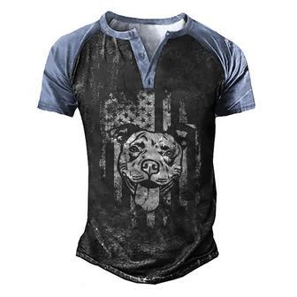Pitbull American Flag 4Th Of July Gift 5 Men's Henley Shirt Raglan Sleeve 3D Print T-shirt - Thegiftio UK