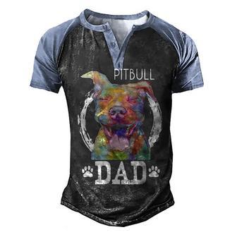Pitbull Dad Fathers Day Gift 1 Men's Henley Shirt Raglan Sleeve 3D Print T-shirt - Thegiftio UK