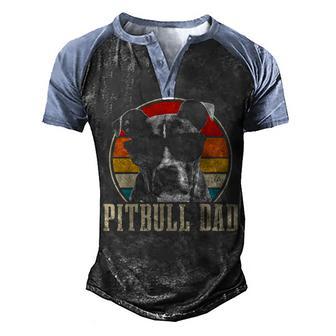 Pitbull Dad Wearing Sunglasses Fathers Day Gift Men's Henley Shirt Raglan Sleeve 3D Print T-shirt - Thegiftio UK
