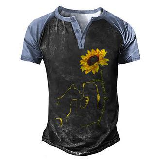 Pitbull Girl You Are My Sunshine Sunflower Men's Henley Shirt Raglan Sleeve 3D Print T-shirt - Thegiftio UK