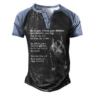 Pitbull He Is Your Friend Your Partner Graphic Design Printed Casual Daily Basic Men's Henley Shirt Raglan Sleeve 3D Print T-shirt - Thegiftio UK