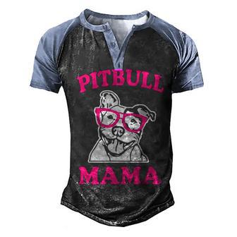 Pitbull Mama Womens Pit Bull Dog Mom Pink Men's Henley Shirt Raglan Sleeve 3D Print T-shirt - Thegiftio UK