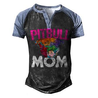 Pitbull Mom Mothers Day Gift 3 Men's Henley Shirt Raglan Sleeve 3D Print T-shirt - Thegiftio UK