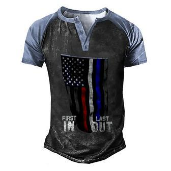 Police Fire Ems First Responder American Flag Men's Henley Shirt Raglan Sleeve 3D Print T-shirt - Monsterry DE