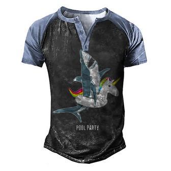 Pool Party Unicorn Float Funny Shark Lover Gift Kids Men's Henley Shirt Raglan Sleeve 3D Print T-shirt - Thegiftio UK