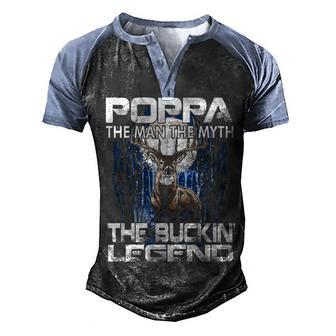 Poppa The Man The Myth The Buckin Legend Hunting Men's Henley Shirt Raglan Sleeve 3D Print T-shirt - Thegiftio UK