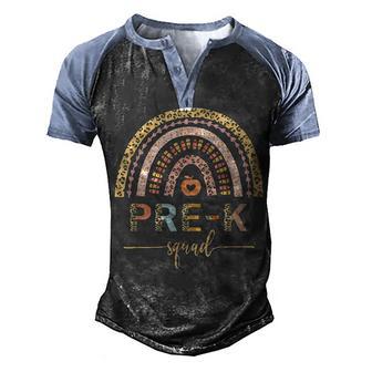 Pre K Squad Leopard Rainbow Pre K Teacher Student Men's Henley Shirt Raglan Sleeve 3D Print T-shirt - Thegiftio UK