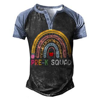 Pre K Squad Preschool Squad Teacher Funny Rainbow Lover Men's Henley Shirt Raglan Sleeve 3D Print T-shirt - Thegiftio UK