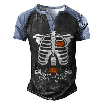 Pregnant Halloween Skeleton Baby Twins Witch Pumpkin Costume Graphic Design Printed Casual Daily Basic Men's Henley Shirt Raglan Sleeve 3D Print T-shirt - Thegiftio UK