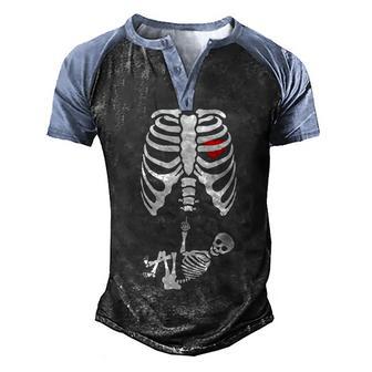 Pregnant Skeleton Baby Middle Finger Costume Graphic Design Printed Casual Daily Basic Men's Henley Shirt Raglan Sleeve 3D Print T-shirt - Thegiftio UK