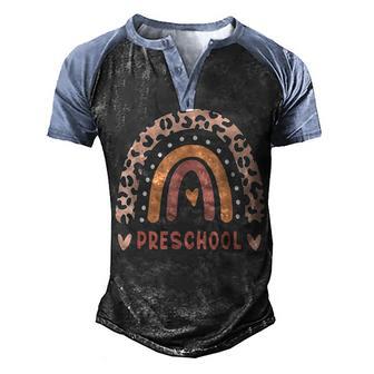 Preschool Teacher Funny Rainbow Leopard Back To School Gift Men's Henley Shirt Raglan Sleeve 3D Print T-shirt - Thegiftio UK