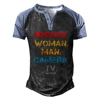 Preson Woman Man Camera Tv Go Vote Graphic Design Printed Casual Daily Basic Men's Henley Shirt Raglan Sleeve 3D Print T-shirt - Thegiftio UK
