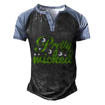 Pretty Wicked Funny Halloween Quote Graphic Design Printed Casual Daily Basic Men's Henley Shirt Raglan Sleeve 3D Print T-shirt - Thegiftio UK