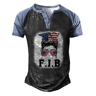 Pro America FJB American Flag Messy Bun Graphic Design Printed Casual Daily Basic Men's Henley Shirt Raglan Sleeve 3D Print T-shirt - Thegiftio UK