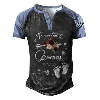 Promoted To Granny Est 2023 Floral First Time Granny Gift Graphic Design Printed Casual Daily Basic Men's Henley Shirt Raglan Sleeve 3D Print T-shirt - Thegiftio UK