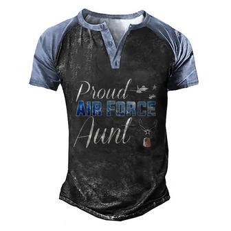 Proud Air Force Aunt Heart Us Air Force Military Men's Henley Shirt Raglan Sleeve 3D Print T-shirt - Monsterry UK