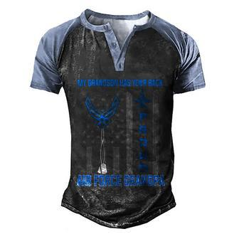Proud Air Force Grandpa My Grandson Has Your Back Men's Henley Shirt Raglan Sleeve 3D Print T-shirt - Monsterry UK