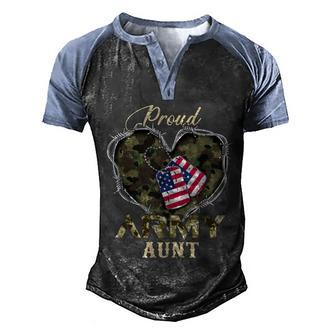 Proud Army Aunt With Heart American Flag For Veteran Graphic Design Printed Casual Daily Basic Men's Henley Shirt Raglan Sleeve 3D Print T-shirt - Thegiftio UK