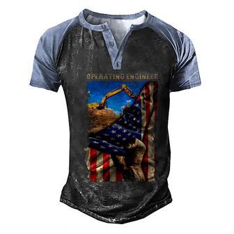 Proud Operating Engineer American Flag Love Job Graphic Design Printed Casual Daily Basic Men's Henley Shirt Raglan Sleeve 3D Print T-shirt - Thegiftio UK