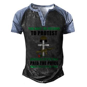 Proud Veteran Anti Woke Anti Liberal Graphic Design Printed Casual Daily Basic V3 Men's Henley Shirt Raglan Sleeve 3D Print T-shirt - Thegiftio UK