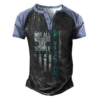Ptsd Veteran Not All Wounds Are Visible Graphic Design Printed Casual Daily Basic Men's Henley Shirt Raglan Sleeve 3D Print T-shirt - Thegiftio UK