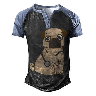Pug Doctor Men's Henley Shirt Raglan Sleeve 3D Print T-shirt - Thegiftio UK