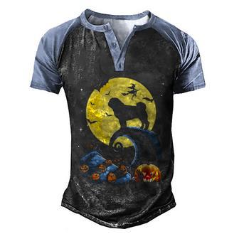 Pug Dog And Moon Halloween Custome Men's Henley Shirt Raglan Sleeve 3D Print T-shirt - Thegiftio UK