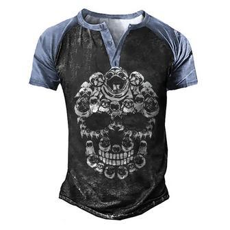 Pug Dog Halloween Skull Men's Henley Shirt Raglan Sleeve 3D Print T-shirt - Thegiftio UK