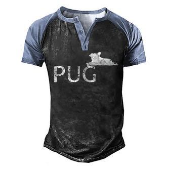 Pug Dog Lover Men's Henley Shirt Raglan Sleeve 3D Print T-shirt - Thegiftio UK