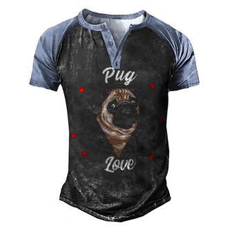 Pug Dog Pet Holder Dog Love Pug Love Men's Henley Shirt Raglan Sleeve 3D Print T-shirt - Thegiftio UK