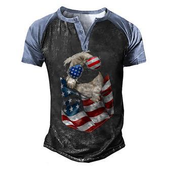 Pug In Pocket 4Th Of July Gift Men's Henley Shirt Raglan Sleeve 3D Print T-shirt - Thegiftio UK