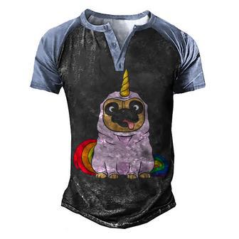 Pug In Unicorn Costume Men's Henley Shirt Raglan Sleeve 3D Print T-shirt - Thegiftio UK