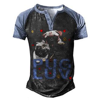 Pug Luv Three Cute Pugs Men's Henley Shirt Raglan Sleeve 3D Print T-shirt - Thegiftio UK