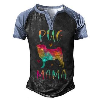 Pug Mama Colorful Pug Graphic Design Printed Casual Daily Basic Men's Henley Shirt Raglan Sleeve 3D Print T-shirt - Thegiftio UK
