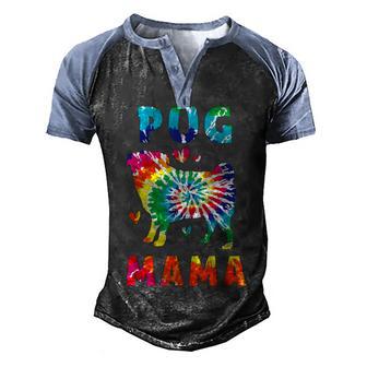 Pug Mama Colorful Vintage Pug Lover Gifts Best Dog Mom Ever Men's Henley Shirt Raglan Sleeve 3D Print T-shirt - Thegiftio UK