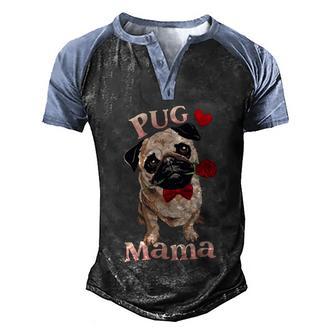 Pug Mama Dog Dogs Puppy Paw Animal Mother Pug Gift Men's Henley Shirt Raglan Sleeve 3D Print T-shirt - Thegiftio UK
