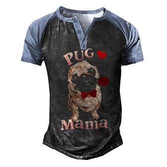 Pug Mama Dog Dogs Puppy Paw Animal Mother Pug V2 Men's Henley Shirt Raglan Sleeve 3D Print T-shirt - Thegiftio UK