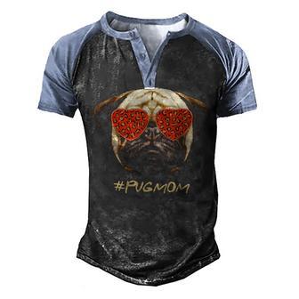 Pug Mom Leopard Sunglasses Pug Lover Mother Day Men's Henley Shirt Raglan Sleeve 3D Print T-shirt - Thegiftio UK