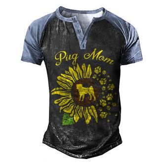 Pug Mom Sunflower Paws Mothers Day Gift 1 Graphic Design Printed Casual Daily Basic Men's Henley Shirt Raglan Sleeve 3D Print T-shirt - Thegiftio UK