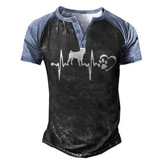 Pug Paw Heartbeat Men's Henley Shirt Raglan Sleeve 3D Print T-shirt - Thegiftio UK