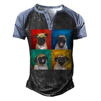 Pug Puppy Portrait Photos Men's Henley Shirt Raglan Sleeve 3D Print T-shirt - Thegiftio UK