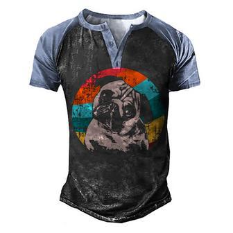 Pug Retro Vintage 3 Men's Henley Shirt Raglan Sleeve 3D Print T-shirt - Thegiftio UK