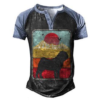 Pug Retro Vintage 4 Men's Henley Shirt Raglan Sleeve 3D Print T-shirt - Thegiftio UK