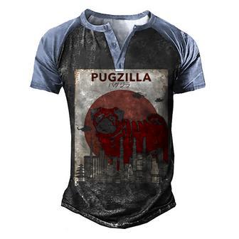 Pug T Pugzilla Men's Henley Shirt Raglan Sleeve 3D Print T-shirt - Thegiftio UK