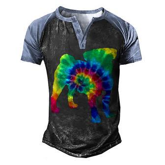 Pug Tie Dye Vintage Hippie Men's Henley Shirt Raglan Sleeve 3D Print T-shirt - Thegiftio UK