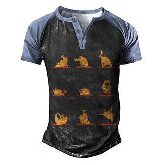 Pug Yoga V2 Men's Henley Shirt Raglan Sleeve 3D Print T-shirt - Thegiftio UK