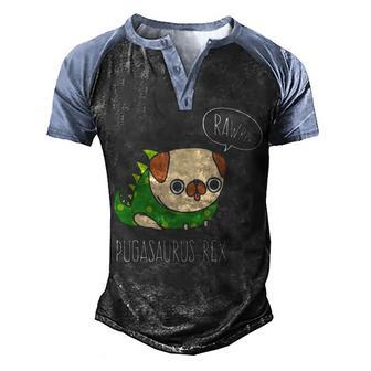 Pugasaurus Rex Halloween Costume Men's Henley Shirt Raglan Sleeve 3D Print T-shirt - Thegiftio UK